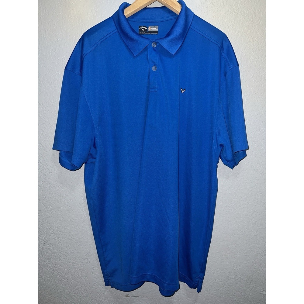 Blue Men's Golf Polo Shirt S/S Opti-Dri Size XXL Callaway Back Logo Cool Drift